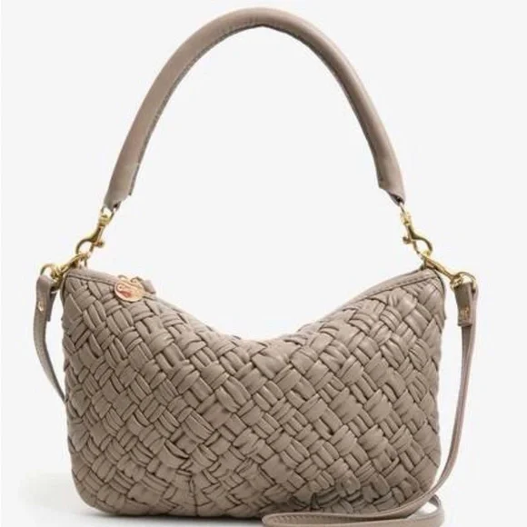 Clare V rare petit moyen dove grey Taupe Woven Shoulder Bag - Picture 2 of 3